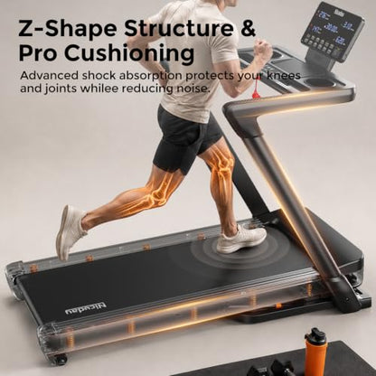 Niceday TM2 Incline Treadmill with 18% Auto Incline, Wide Belt Foldable Running Treadmills with Handles for Home 380 lb Capacity, 0.6-8.7MPH Indoor Running Machine for Home Gym, 3.0HP Quiet Brushless