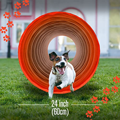 Dog Agility Tunnel, Dog Tunnel, Play, 18 Feet, Small, Medium, Large, Red - color: Red
