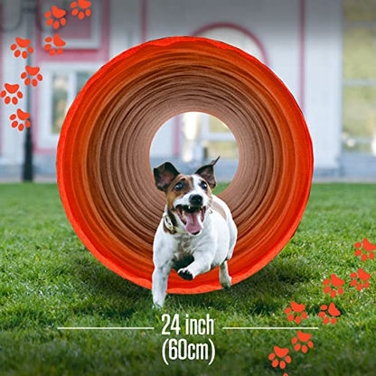 Dog Agility Tunnel, Dog Tunnel, Play, 18 Feet, Small, Medium, Large, Red - color: Red