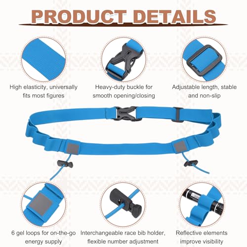 Bib Belt, Race Belt Triathlon Running Number Holder Elastic Comfortable with 6 Gel Loops, Sport Race Bib Holder 2Pcs, Sky Blue for Runners/Marathon/Cycling - color: Sky Blue