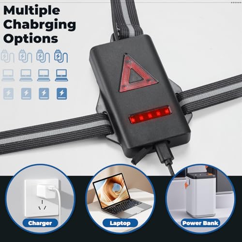 West Biking Night Running Lights, USB Rechargeable Chest Light with 90° Adjustable Beam Angle, 500 Lumens Waterproof Ultra Bright SafetyLamp with Reflective Straps for Runner