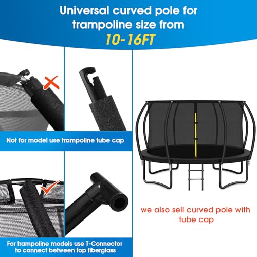 1 Set Trampoline Curved Net Pole, Universal, 10 to 16 ft