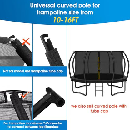 1 Set Trampoline Curved Net Pole, Universal, 10 to 16 ft