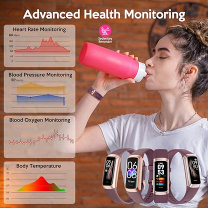 Fitness Tracker Watch, Smart Watch with Blood Pressure Heart Rate Sleep IP67 Waterproof Health Watches Fitness Activity Tracker Step Calorie Counter Pedometer Watches for Men Women Android iOS Phone - color: Purple-Fitness Activity Tracker Watch