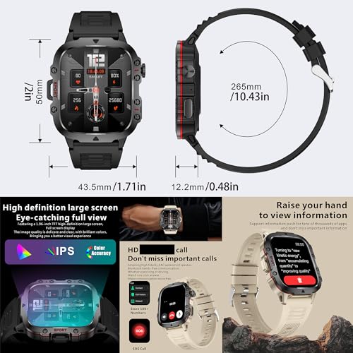 1.96" AMOLED Smart Watch for Men (Make/Answer Call), 2024 New Mens Smartwatches, Hands-Free Calling, Fitness Tracker Smartwatch for Android iPhones, Digital Watches Step Counter, 3 Straps (Brown)
