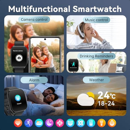 2026 AI Smart Watch for Men Women with ChatGPT, 1000mAh Fitness Tracker - color: Drill black
