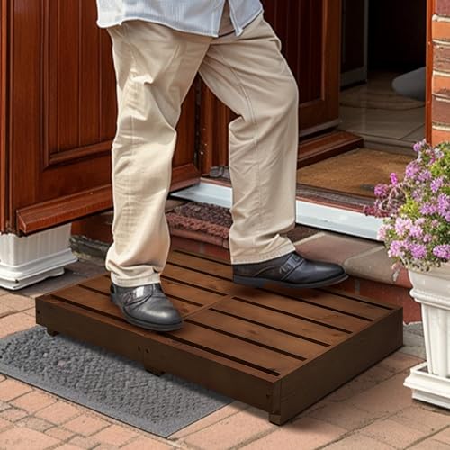 3.5'' Height Outdoor Steps Stool for Bathroom, Kitchen, Bed, Dark Brown - color: Dark Brown