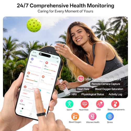 Smart Ring for Women & Men, Health Fitness Tracker Ring - color: Silver, size: 12#