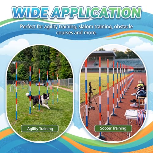 Junkin 10 Pcs 6ft Adjustable Pole Bending Poles, Horse Agility Set with Bag