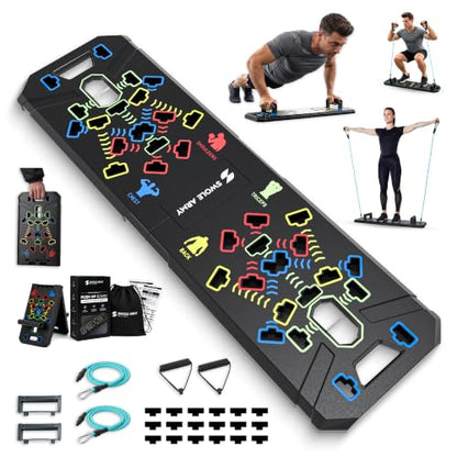 Push Up Board, 20-in-1 Foldable Pushup Board with Ergonomic Handles, Home Gym Workout Equipment for Chest, Shoulders, Triceps & Back, Portable Push Up Stand for Men & Women