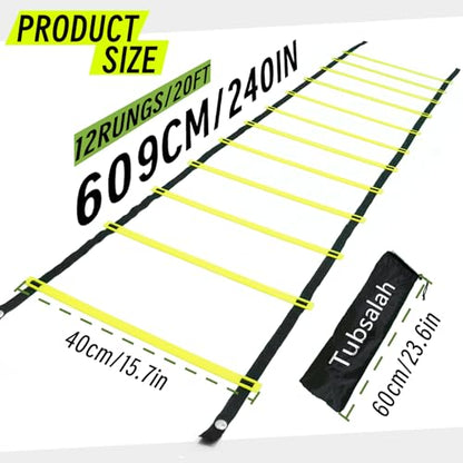 20ft Adjustable Agility Ladder with Carry Bag Training Equipment for Footwork Drills