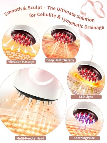 Lymphatic Drainage Massager & Anti Cellulite Massage Tool, for Legs, Arms & Belly, Body,Helps Reduce Stretch Marks & Cellulite - Pink