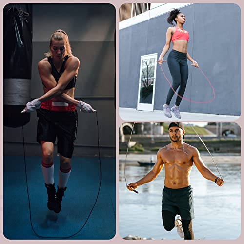 𝐒𝐩𝐞𝐞𝐝 𝐉𝐮𝐦𝐩 𝐑𝐨𝐩𝐞 𝐟𝐨𝐫 𝐅𝐢𝐭𝐧𝐞𝐬𝐬 - Skipping Rope for Women Men Exercise with Adjustable Length Jumping Rope and Alloy & Silicone Handles Suitable for Workout Boxing Home Gym - color: PinkWeighted