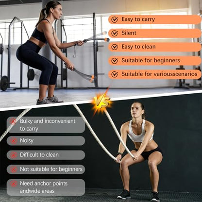 Portable Ropeless Battle Ropes, Adjustable Weights Cordless Battle Ropes.