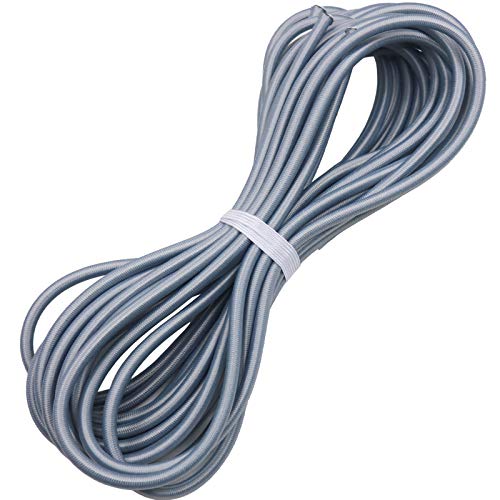 1/4" Elastic Bungee Shock Cords, 25 Feet Marine Grade Kayak Heavy Stretch String Rope & Tie Down Trailer Straps for DIY Projects Silver Gray - color: Silver, size: 1/4" x 25'