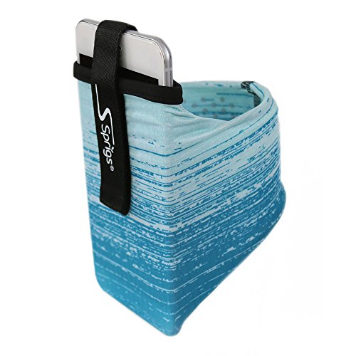 Sprigs Phone Armband Sleeve for iPhone 14, 13, 12, 11, X Galaxy Z, S22, S21, S20 Google Pixel 7, 6, 5. The Lightest & Most Comfortable Running Armband, Stretches to Fit All Phones with Case for Women & Men - color: Aqua Blitz, size: Large