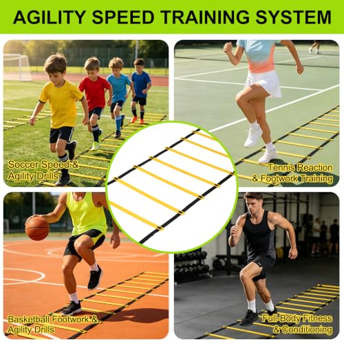 20-Ft Agility Ladder - 12 Rung Speed Training Kit