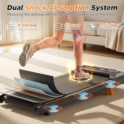 FYC Walking Pad with Incline for Home & Office - Under Desk Walking Pad Treadmill, Portable Walking Machine with Remote Control, LED Display, 300LBS Capacity, 2.5HP Quiet Motor - color: black