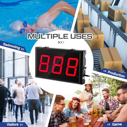 Relaxweex Two-Digit LED Digital Counter Lap Timer Wall Mounted Digital Lap Counter for Swimming Countdown/up 4 Inch High Swim Supplies with Buttons Remote and Alarm Beep - style: Three-digit