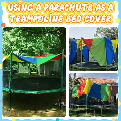 Sonyabecca Parachute, Play Parachute 10ft 12ft 16ft with 12 Handles 20ft 24ft with 16 Handles for Kids Cooperation Group Play (12 Feet) - size: 12FT with 12 Handles