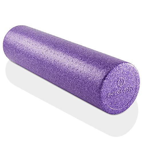 Philosophy Gym 24" High-Density Foam Roller for Exercise, Massage, Muscle Recovery - Round Purple - color: Purple, size: 24 Inch