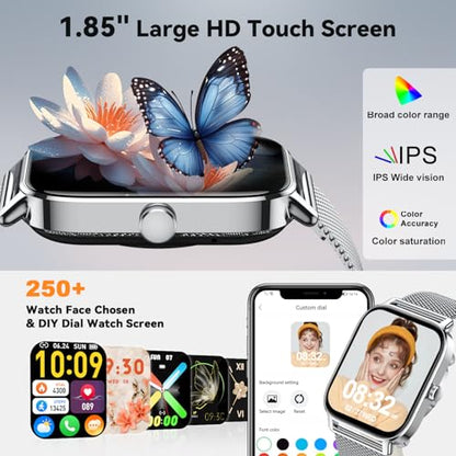 Smart Watch for Men Women Fitness Tracker: Make Answer Call Digital Mens Watches Waterproof Running Pedometer Smartwatch for Android Phone iPhone Samsung Compatible Sleep SpO2 Heart Rate Monitor Step - color: Silver