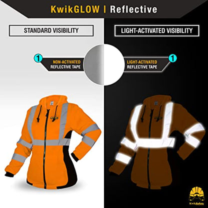 KwikSafety Women's Fleece Safety Hoodie Class 3 ANSI OSHA PPE - color: Orange, size: XX-Large