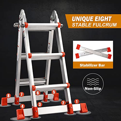 Soctone Ladder, A Frame Extension Ladder, 10.5 Ft Multi Position Ladder - size: 10.5 Ft
