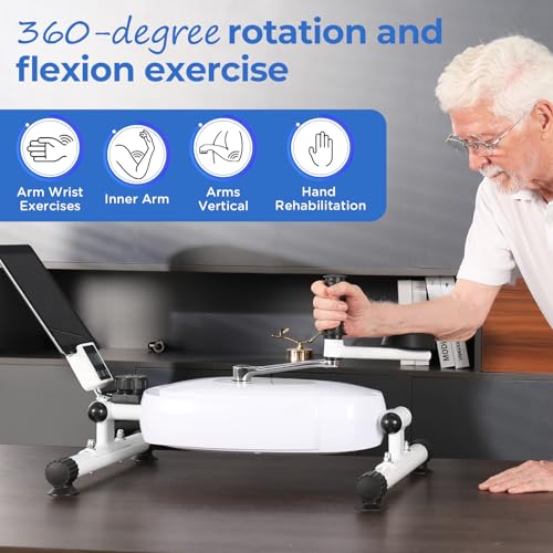 Magnetic Arm Exercise Bike for Physical Therapy - 8 Resistance Levels Arm Exerciser with LCD Display, Arm Support & Suction Cups Stability - Portable Upper Body Rehab Equipment for Seniors, Stroke Patients & Shoulder/Hand Injury Recovery