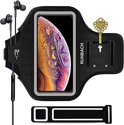 Armband for iPhone 17/17 Pro/16/16 Pro/15/15 Pro/14/14 Pro/13/13 Pro/12/12 Pro/11/XR,Sweatproof Running Exercise Bag with Card Slot for iPhone 16,15,14,13,12,11,iPhone XR(Black) - color: Black