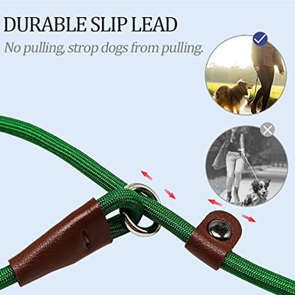 MayPaw Slip Lead Control Leash for Dogs No Pull, 13+ Colors Classic Dog Lead 7FT Pet Slip Leash, 1/4” Rope Leashes for Small Medium Animals (7ft*1/4", Dark Green) - color: dark green