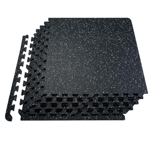VEVOR 0.56In 100sq.ft 25 Tiles Gym Flooring for Home Gym, Rubber Top with High Density EVA Foam, 25" x 25" Gym Floor Exercise Equipment Mats, Interlocking Gym Mats, Puzzle Workout Mats, Black & White - color: Black & White, size: 25"L x 25"W x 0.56"Th