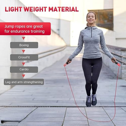 Plastic Adjustable Jump Rope with Counter for Fitness Training, Skipping Rope for Men & Women - color: Red