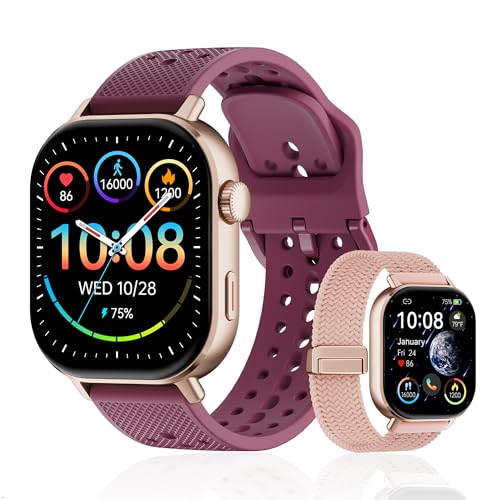 2026 Distance & Pace GPS Running Watch for Runners - Call & Text, AMOLED Large Screen, 50m Waterproof Swimming, Calorie & Step Counter, 2 Bands, Long Battery, for Seniors Men Women(Gold) - color: Rose Gold