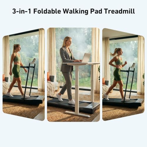 DeerRun Under Desk Walking Pad Treadmill for Home Office & Small Spaces, 6% Manual Incline, 0.6–3.8 MPH Walking Speed, 2.5 HP, 300 lb Capacity, App & Remote Control - color: Rich Black