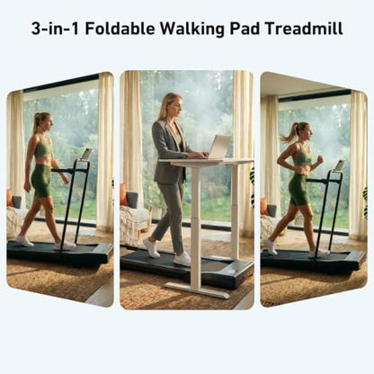 DeerRun Under Desk Walking Pad Treadmill for Home Office & Small Spaces, 6% Manual Incline, 0.6–3.8 MPH Walking Speed, 2.5 HP, 300 lb Capacity, App & Remote Control - color: Rich Black