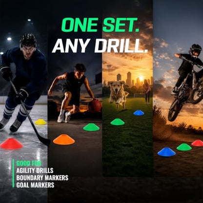 Agility Training Cones 25 Pack, Soccer Disc Cones with Holder, 5-Color Sports Cones for Speed - style: 25 Pack