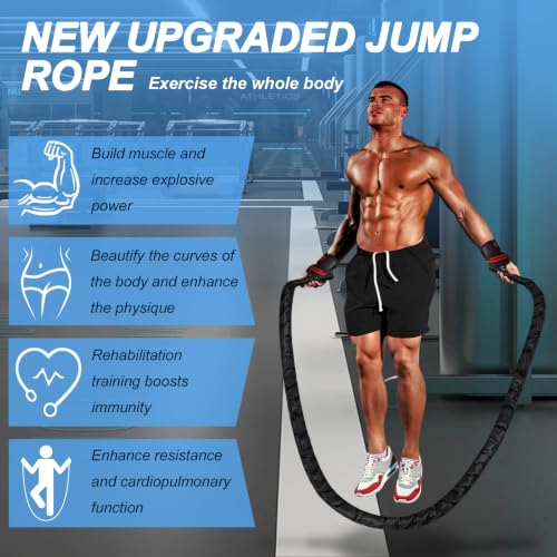 Jump Rope,Weighted Jump Rope for Men Women,2.5lb 4lb 4.7lb Adult Jumpropes for Fitness, Heavy Skipping Rope for Exercise, Jumping Rope for Improve Strength, Weight Loss, Boxing Training,Total Body Workout Equipment - style: 4lb-Black