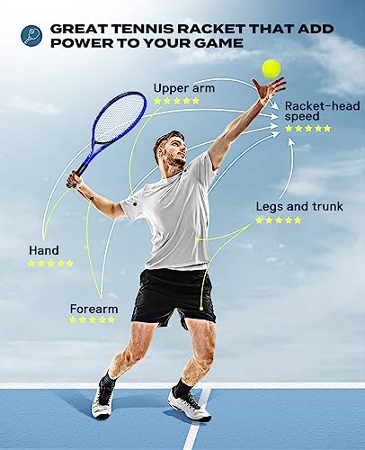 HIRALIY 27-Inch Tennis Racket for Adults with Ball and Carry Bag - color: Blue