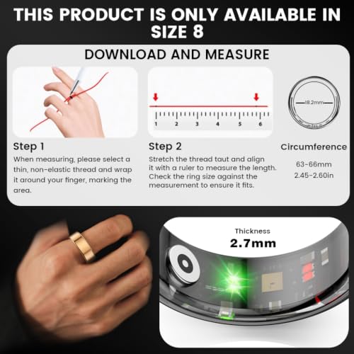 Smart Ring Fitness Tracker, Sleep & Health Monitoring Ring with Heart Rate Blood Oxygen, IP68 Waterproof Activity Tracker for Men Women Android iOS - No Subscription