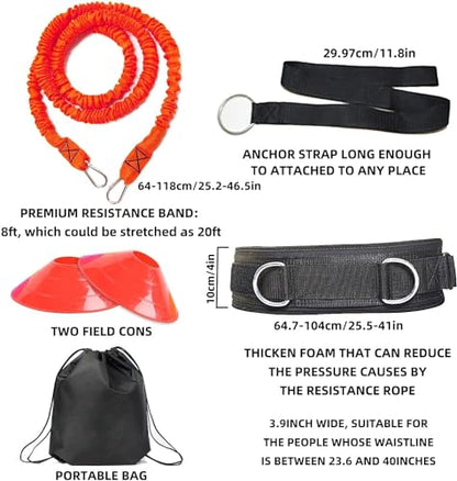 Speed Training Equipment, 80lb Running Resistance Bungee Band Set