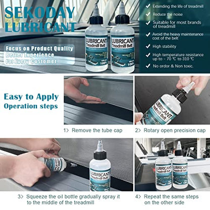SEKODAY Silicone Treadnmill Belt Lubricants/Lubes | Non Toxic and Odorless | High Performance and High Stability | with Precision Screw Caps for Easy Use | Full Belt Width Lubrication - size: 8 Ounce / 2 Bottle