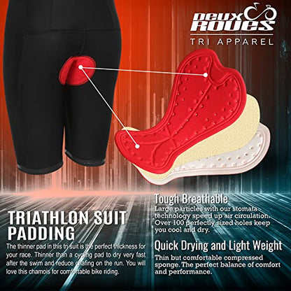 Triathlon Suit Men Racing Tri Cycling Skin Suit Sleeveless - Bonus Race Bib Belt - color: Black, size: Large