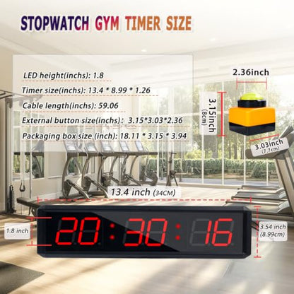 Independent Button Type 1.5-inch Fitness Room Rest Timer, Suitable for Gym Exercise/School/Home Exercise/Boxing Gym/Indoor Rock Climbing (1.8-inch Data PC Transmission Mode)