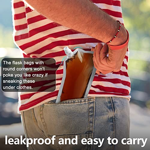Concealable And Reusable Cruise Sneak Liquor Flask Drink Pouches Travel Drinking Alcohol Plastic Flasks bags with Funnel (8OZ-3PCS+16OZ-3PCS) - size: 8OZ3+16OZ3