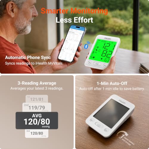 iHealth Accu Bluetooth Upper Arm Blood Pressure Monitor for Home Use - color: White