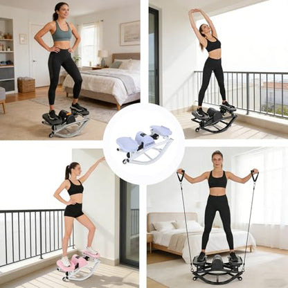 JSDMBD Rock Stepper Step Side-to-Side Lateral Rocking Fitness Stepper with Digital Monitor/Resistance Bands Machine for Home Workout