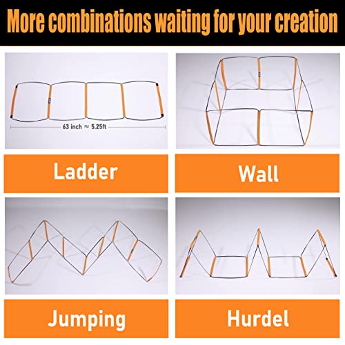 Agility Ladder, Agility Training Equipment, Soccer Speed Ladder, Football Footwork Ladder, Workout Ladder for Kid Adult, Foldable Instant Set-up & Tangle-Free & Carry Bag(4/8/8+4/12 Rung) - size: 4 rung