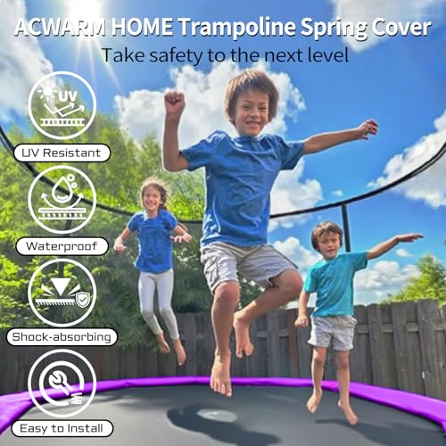 ACWARM HOME 16FT/15FT/14FT/12FT/10FT Trampoline Safety Pad Replacement, Round Trampoline Spring Protection Cover, Fits 16FT/15FT/14FT/12FT/10FT Frames, Water-Resistant Trampoline Accessories - color: Purple, size: 10FT