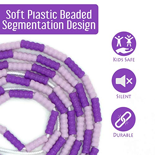 Jump Rope for Fitness, Home Work-Out; Adjustable with Anti-Slip Grip, Soft Plastic Beaded, Tangle-Free, Indoor and Outdoor Exercise (Purple)